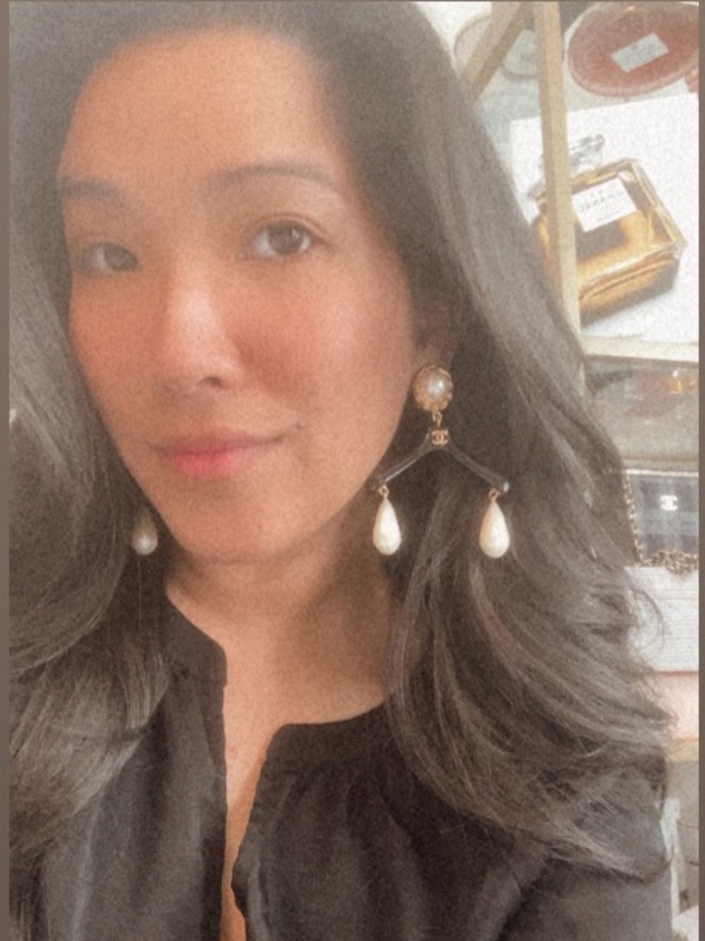 CHANEL Black Hanger Earrings with Gold & Pearl Drops - Picture 16 of 16